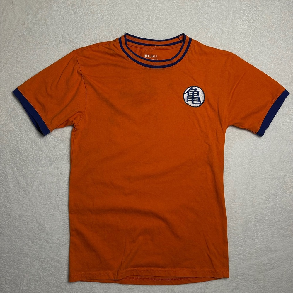 BoxLunch Dragon Ball Z Goku Orange Ringer T-Shirt Mens Small Anime DBZ Tee